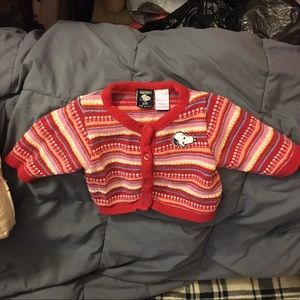 Adorable Snoopy Knit Sweater 2-4 mo. button closure Excellent Condition Vintage